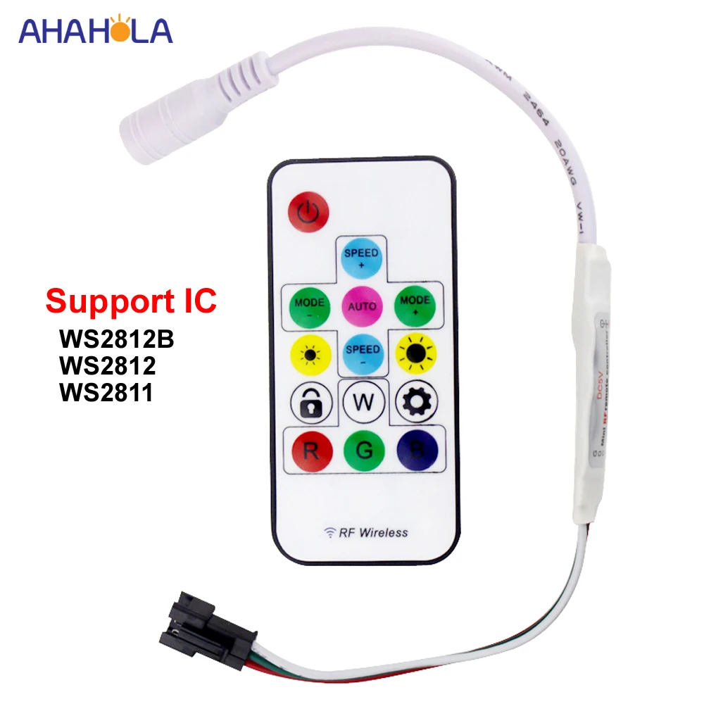 

SP103E DC 5V 12V 24V WS2812 WS2812B Controller for Led Strip Controller Rgb Led Controller with RF Remote Control