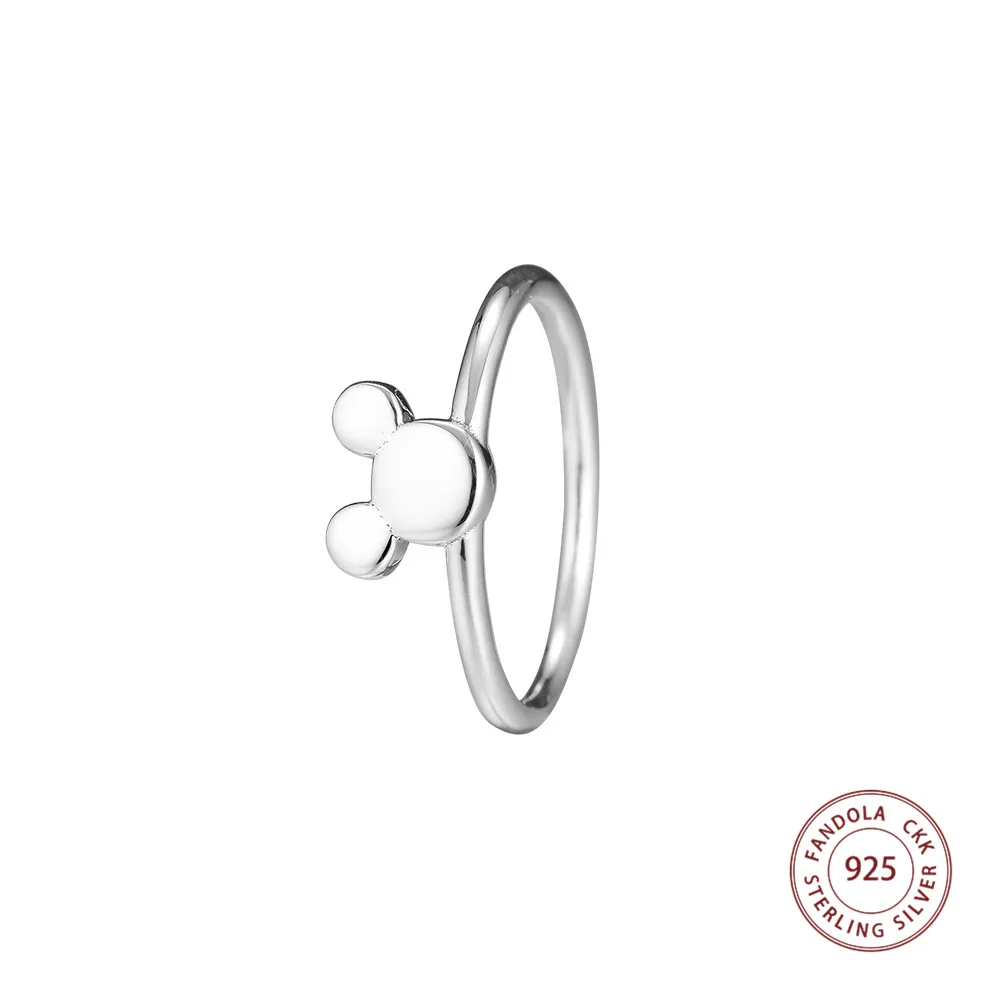 

Promotion Sale 100% 925 Sterling Silver Mickey Silhouette Finger Rings For Women Wedding Luxury Jewelry Making