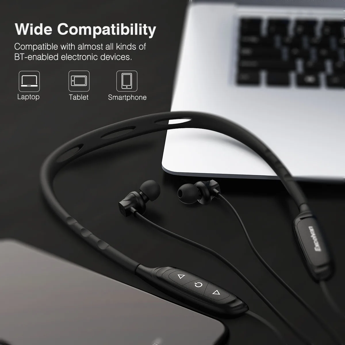 Беспроводные Bluetooth наушники Excelvan IPX5 водонепроницаемые шейные Hi Fi стерео