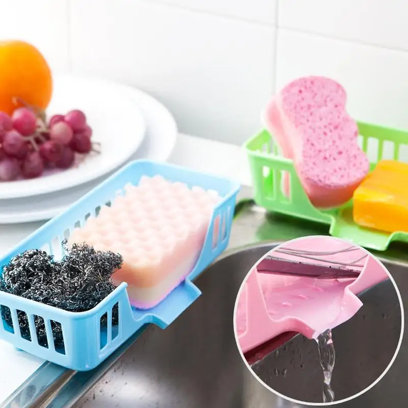 

Multi-Functional Kitchen Sink Storage Basket Colorful Washing Dish Sponge Drain Rack Kitchen Bathroom Color Random Delivery