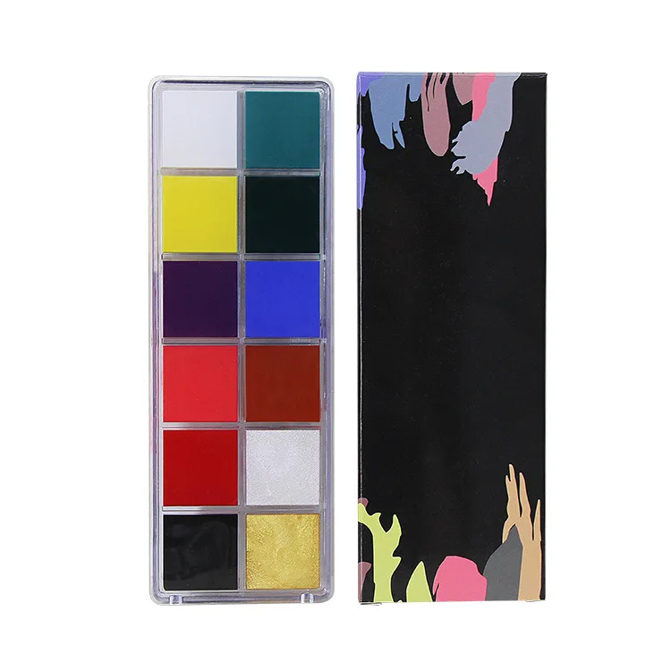 

12 Colors Face Body Paint Oil Waterproof Halloween Flash Tattoo Fancy Dress Party World Cup Soccer Fan Painting Art Makeup Tool