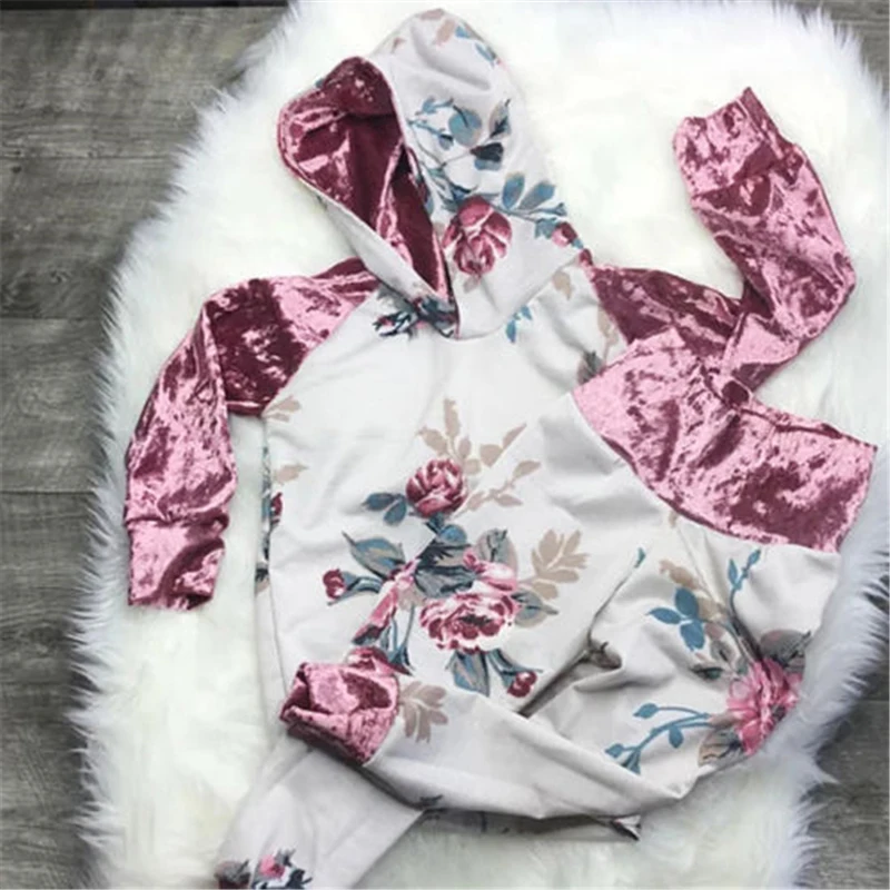 

1-6 Years Velvet Kids Baby Girls Hoodie Clothes T-shirt Top Pants Outfit Set Tracksuit