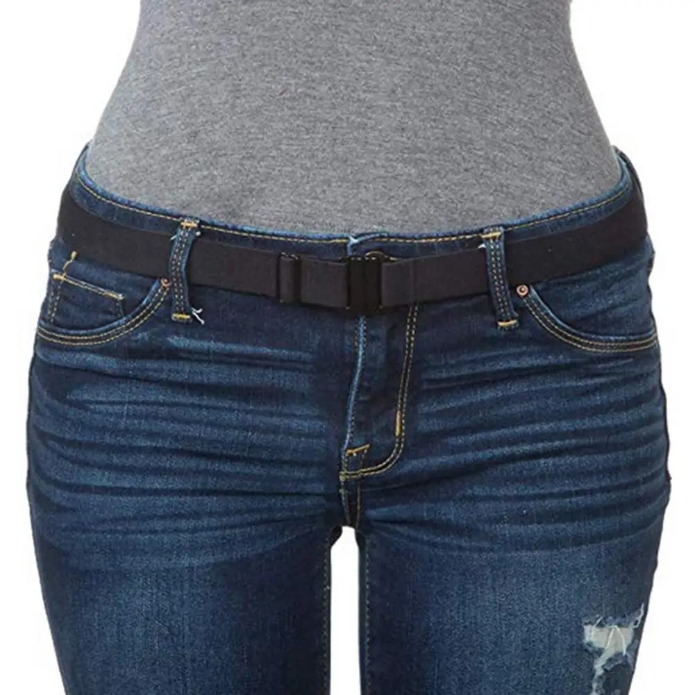 

Adjustable Stretch Waist Belt No Show Flat Buckle Non-Slip Simple Elastic Belts Band For Women And Men Pants Clothes Waistband