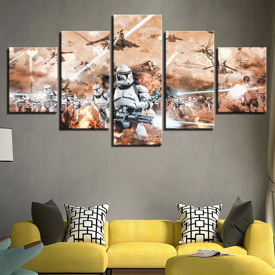 

Canvas Pictures Wall Art Framework HD Prints Paintings 5 Pieces Stormtrooper Star Wars Movie Poster Home Decor For Living Room