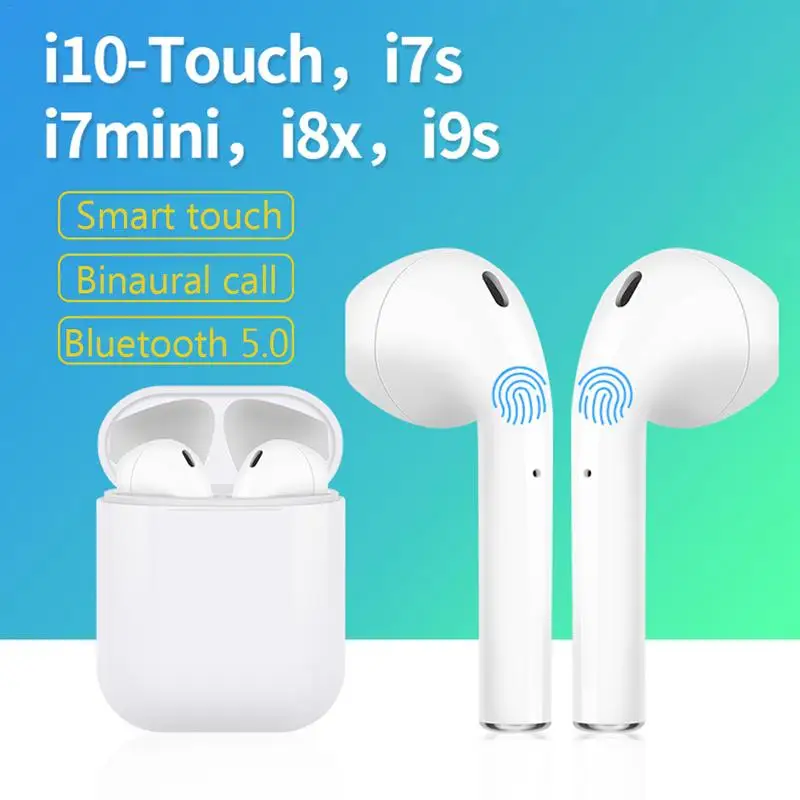 

I10 Touch TWS Wireless Stereo Sound Earphones Version 5.0 Earbuds Tap Control Auto Pairing Click To Pause Music Answer Hang Up