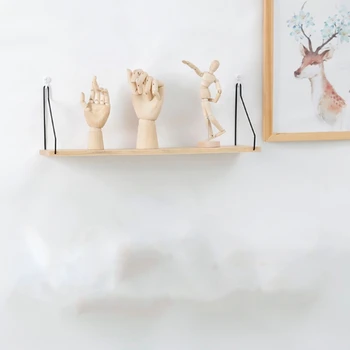 

Solid Wooden Wall Shelf Iron Partition Board Bedroom Tv Wall Hanging Storage Shelf Rack For Home And Living Room Decoration