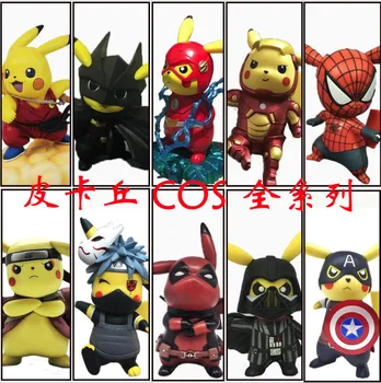

18 Styles Cosplay Anime Q Version Deadpool Captain IronMan Kakashi Pikachus Mini PVC Figures Collectible Model Toys For Children
