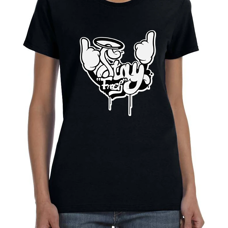 Женская футболка Stay Fresh Fingers Up Cute Cool Tee|Футболки| |