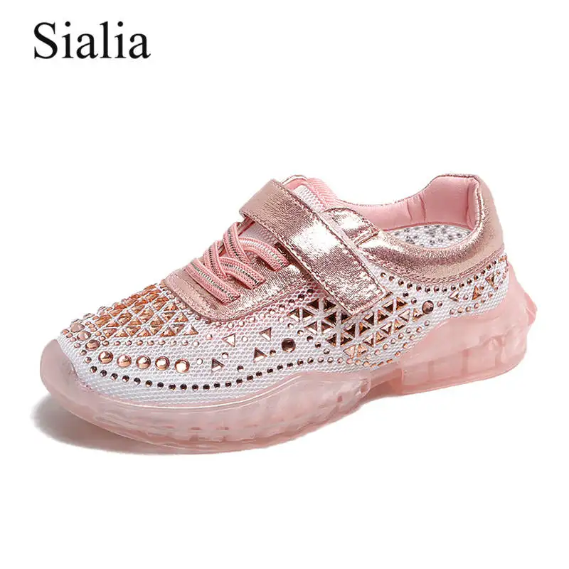 

Sialia Summer Kids Casual Shoes For Girls Sneakers Cut-outs Mesh Clear Breathable Party Dance Dress TPR Princess Footwear 2019