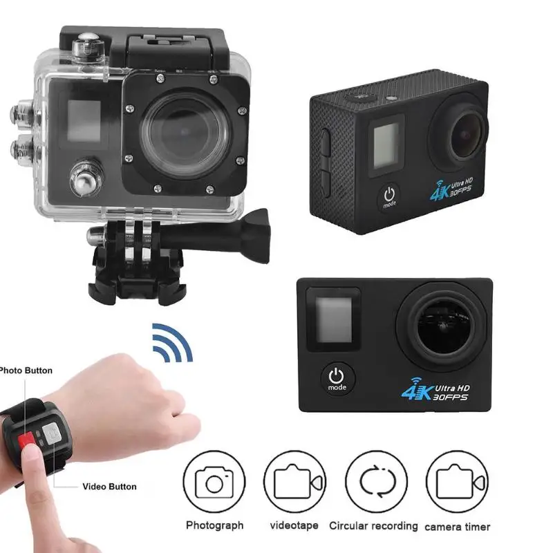 

G53DR 2.4G Wifi Sports Action Camera 4K Ultra HD 1080P Waterproof WIFI Camera 0.66inch+2.0inch LCD Double Screen Cam Sets