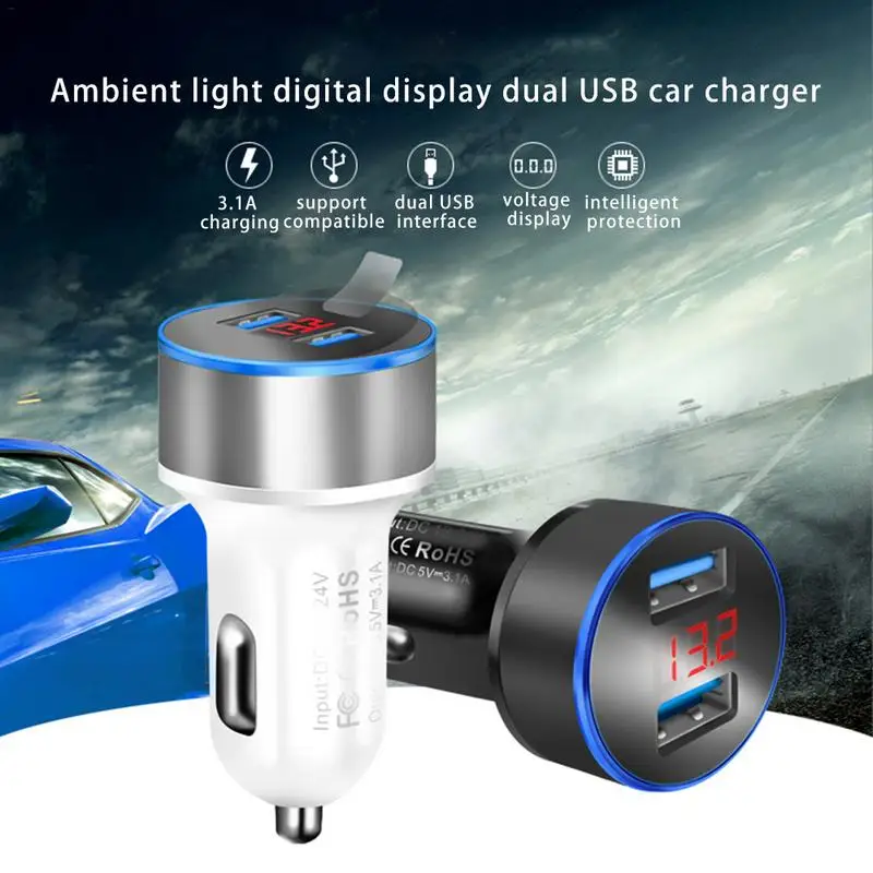 20109 Новый 3.1A USB Dual Порты и разъёмы машинная Зажигалка для сигарет Зарядное