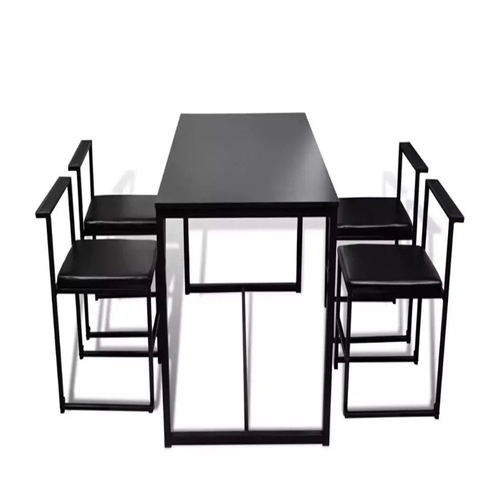 VidaXL 5 Pieces Dining Table Sets Classically Elegant MDF Dining Table And PVC Chairs With Iron Frames Home Furniture 244269