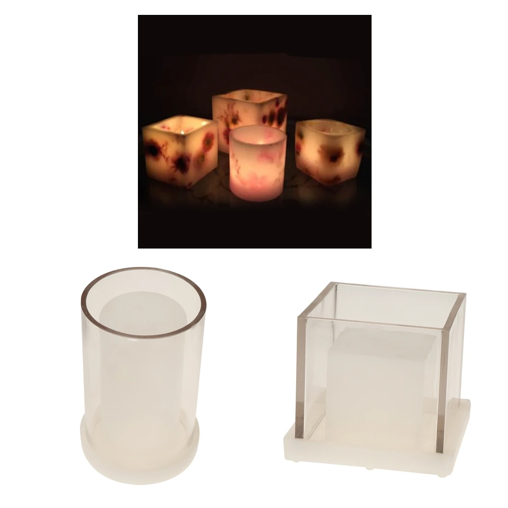 2 шт. квадратный и цилиндрический пустой кубик формы для изготовления свечей DIY ручной работы Ароматерапия Свеча Ароматизированная свечка сушеный цветок пресс-формы