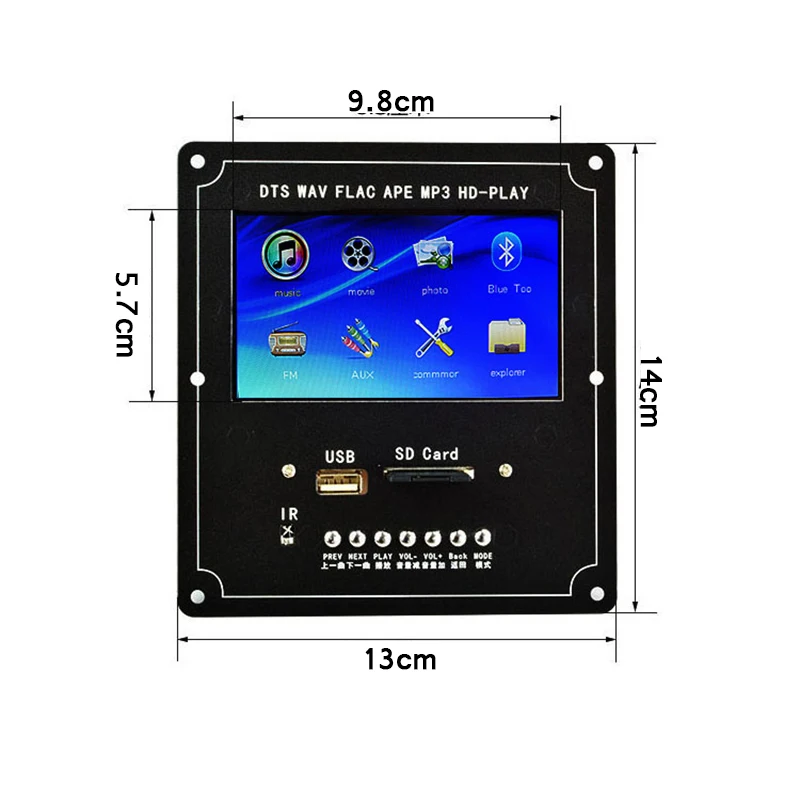 CLAITE 4,3 lcd DTS аудио видео декодер плата без потерь Bluetooth приемник MP4/MP5 ВИДЕО APE/WMA/MP3 декодирование Поддержка FM