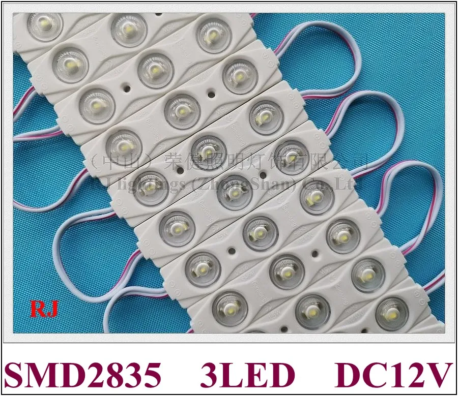 Светодиодный модуль ввода с объективом SMD 2835 DC12V 3 светодиодный 1,5 W 150lm IP65 82 мм * 18 мм, алюминиевая печатная плата CE ROHS Заводская цена высокая