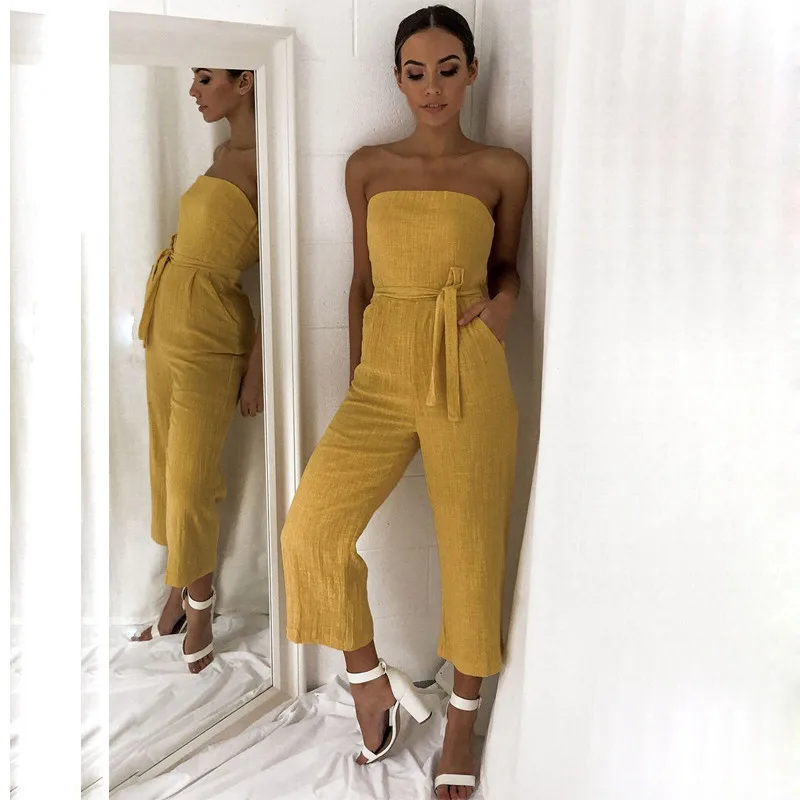 tube top pants jumpsuit