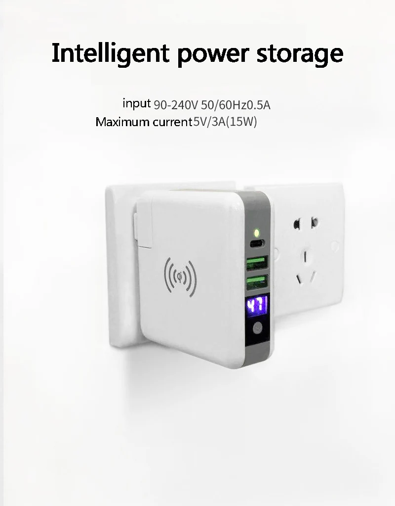 Multi-function charger wireless charging mobile power supply with detachable charging head for iPhone 8 X XS Max Samsung millet Multi-function charger wireless charging mobile power supply with detachable charging head for iPhone 8 X XS Max Samsung millet