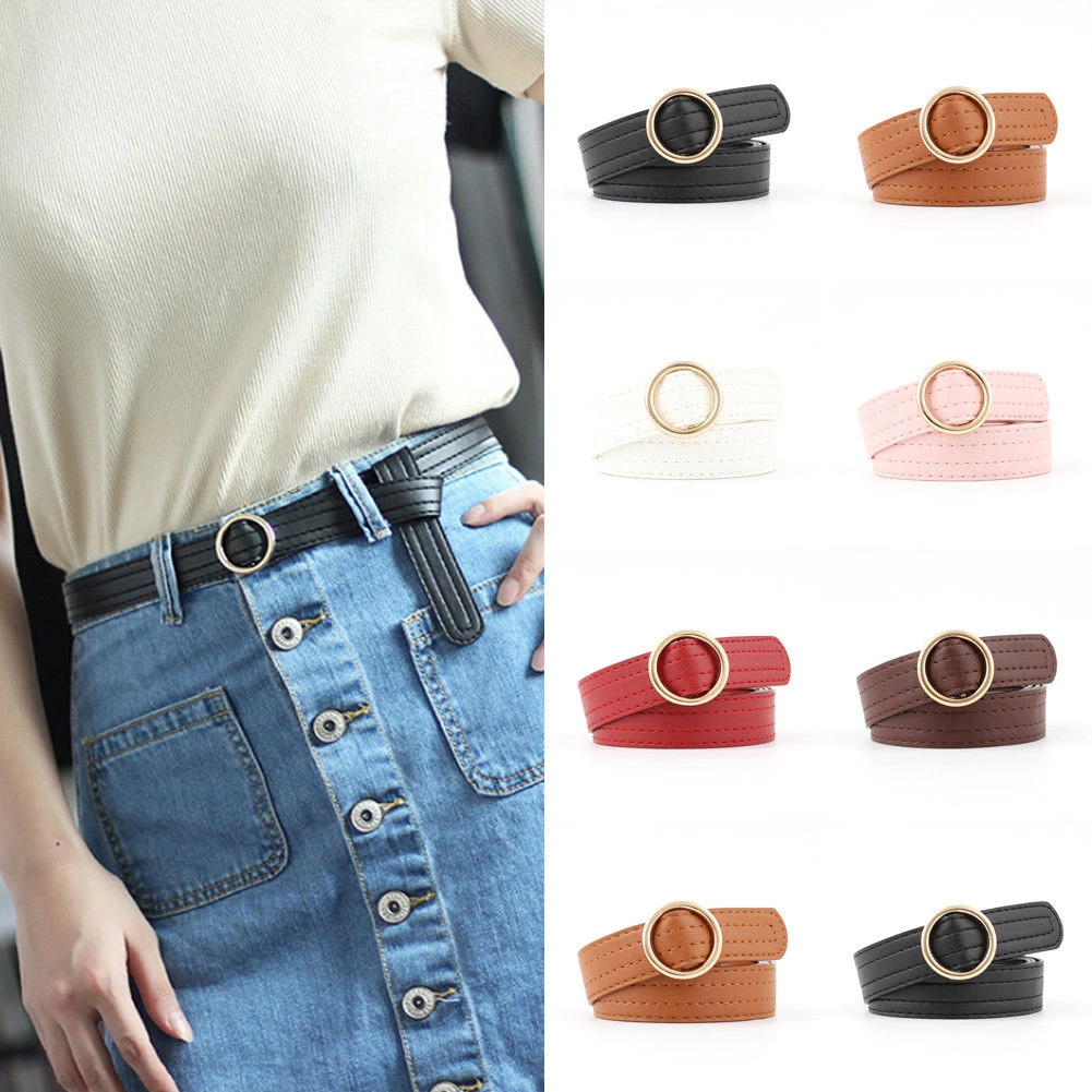 

Women Clothes Accessories Belts Women Belts Lady Vintage Metal Boho Leather Round Buckle Waist Belt Waistband