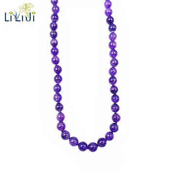 

Lii Ji Gemstone Natural Amethyst 8mm Beads 925 Sterling Silver Lobster Clasp Necklace 40cm/45cm/50cm/55cm/60cm