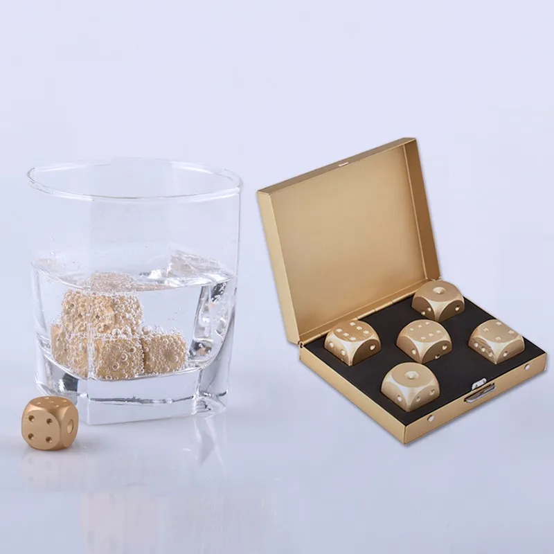

5 pcs/lot Metal Dice Whisky Wine Beer Cooler Ice Stone Stainless Steel Dice Creative Physical Cooling Tools Bar Ice Cube Bucket