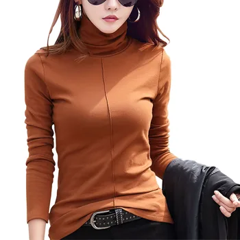 

Women Winter Slim Sweater Fashion Elastic Skinny Turtle Neck Basic Tops Pullover Long Sleeve Sweater Solid Bodycon Soft