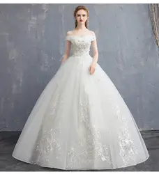 Новое поступление 2019 с открытыми плечами кружевное бальное платье свадебное платье на заказ длиной до пола Элегантное свадебное платье