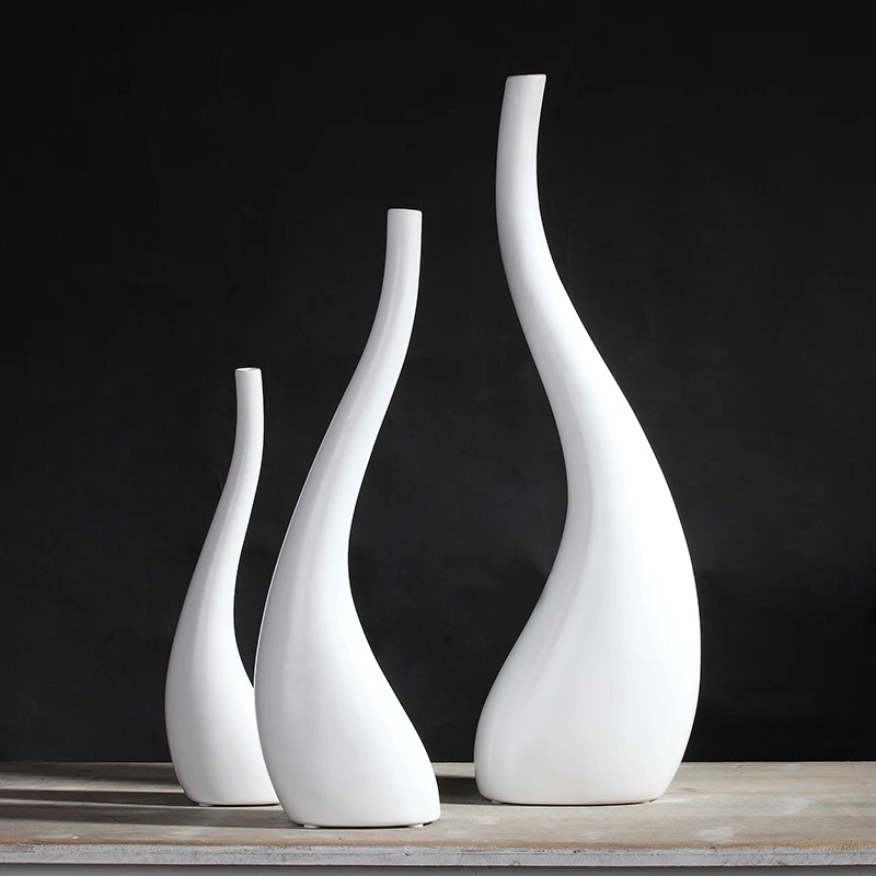 

Beauty Curve White Ceramic Creative Contracted Flower Vase Pot Home Decor Craft Room Decoration Handicraft Porcelain Figurine