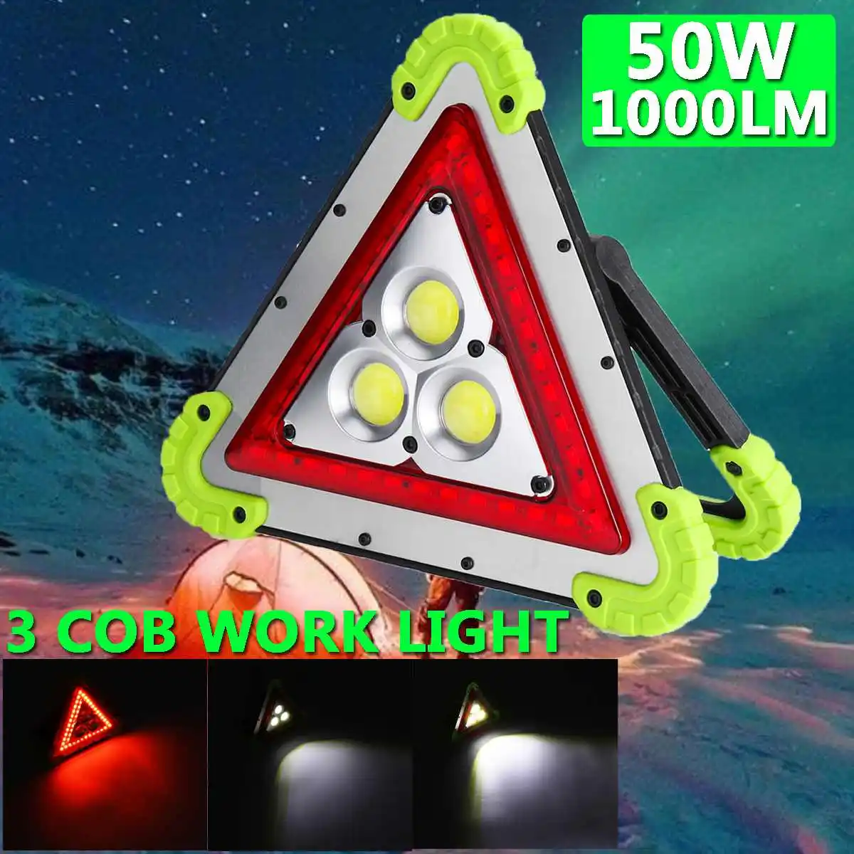 

50W/1000LM COB LED Rechargeable Work Light Emergency Lamp Multifunction Maintenance flashlight Hand Torch Outdoor Camping lamp