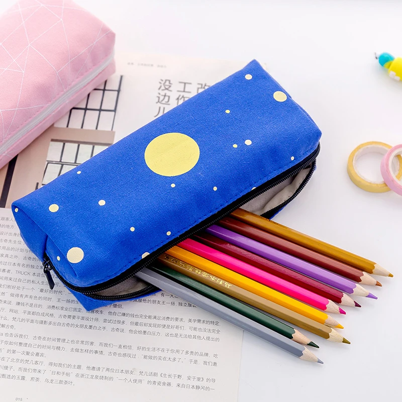 

Lovely Star Zipper Canvas Case Kawaii Pencilcase Foutain Pen Pencil pouch Bag For School supplies Stationery moomin