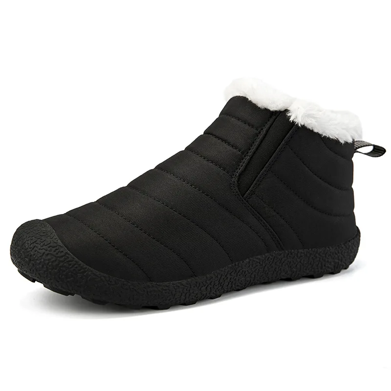 

2019 Large size 35-46 Hot Men Winter Shoes Solid Color Snow Boots Plush Inside Antiskid Bottom Keep Warm proof black gray blue