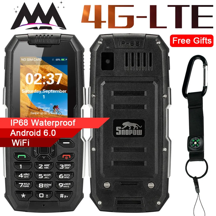 Snopow M2 Plus 4G WIFI GPS Russian keyboard IP68 Waterproof Shockproof mobile Phone 1GB 8GB MTK6737