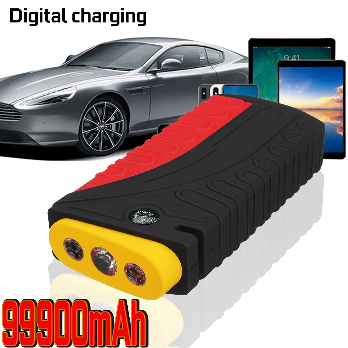 

99900mAh Super Power LED Car Jump Start Starter Power Bank Booster 12V 600A 4 USB Car Emergency Charger Battery Waterproof