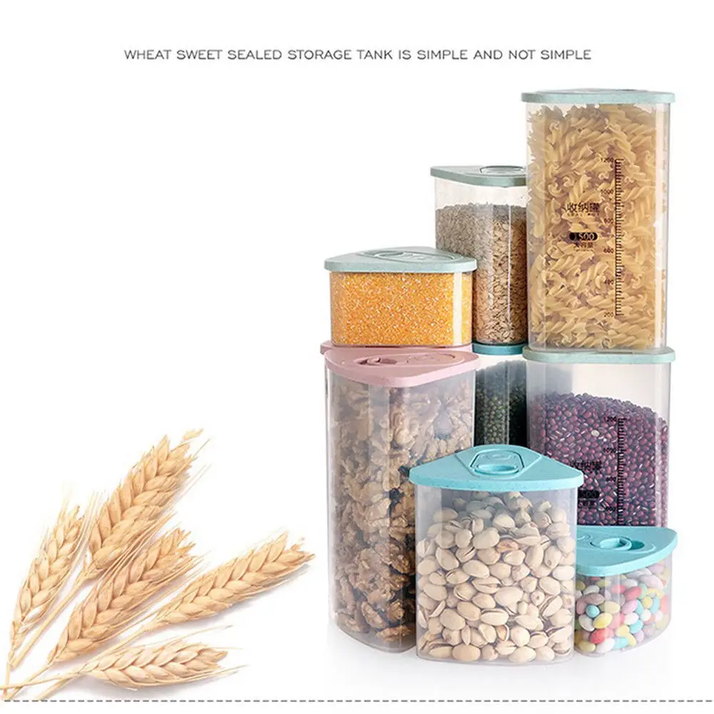 

Brand New Eco-Friendly Dried Food Cereal Flour Pasta Beans Storage Dispenser Rice Container Sealed Box Triangle Shape