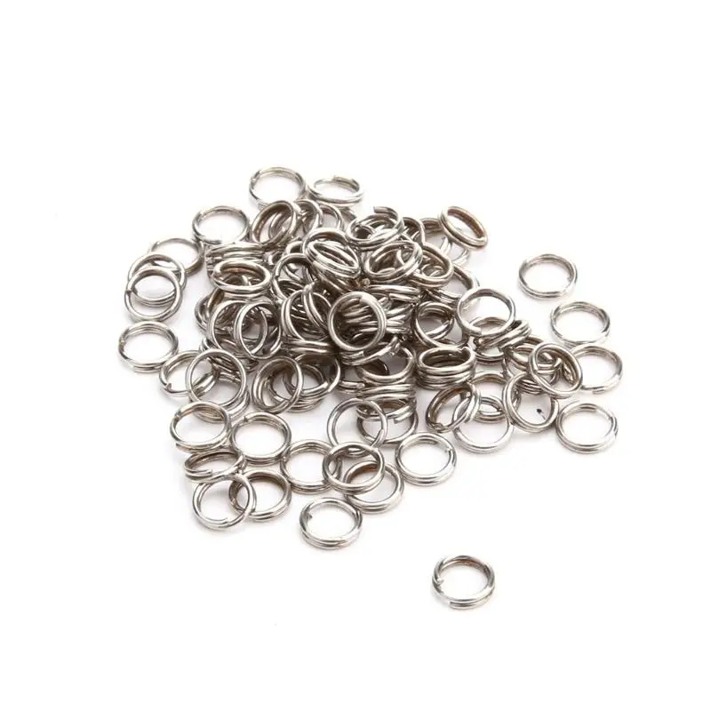 100 pcs الفولاذ المقاوم للصدأ الصيد سبليت خواتم اكسسوارات الشتاء الكارب والعتاد قطب إغراء الطعوم موصل الصيد معالجة برميل الساخن