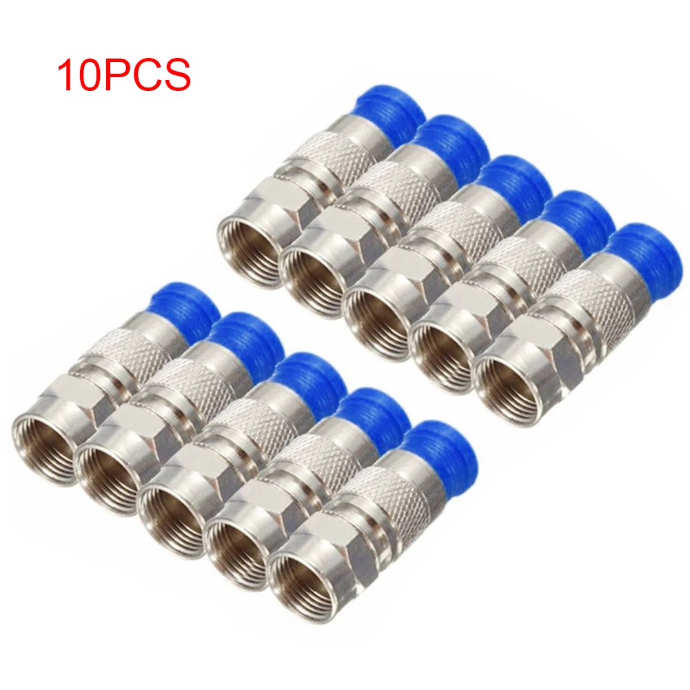 

10pcs RG6 Compression Connectors Waterproof Connection F Compression Connector Coax Cable Coaxial Compression Tool Mayitr