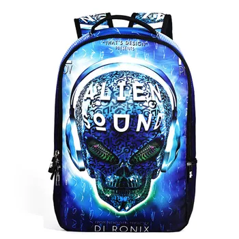 

3D Skull Laptop Backpack Women Large Capacity Punk Rock Printing School Bags Casual Shoulder Bag for Ladies Book Pouch Travel
