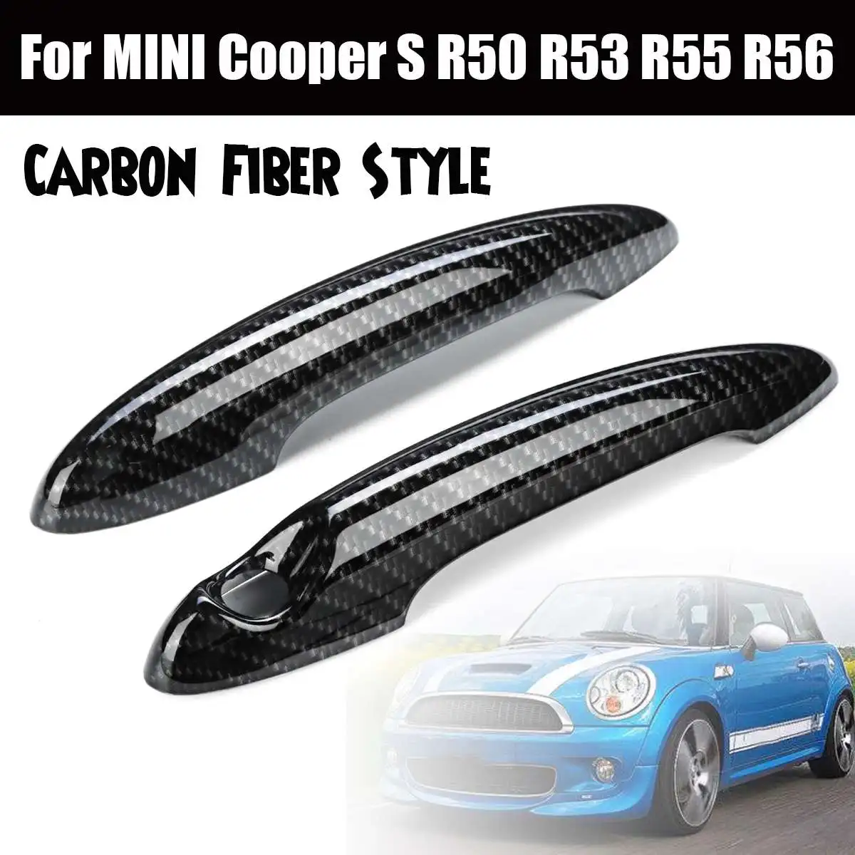2 piezas estilo de coche Exterior cubierta de la manija de la puerta Trim ABS se adapta para BMW MINI Cooper R50 R53 R56 R55 auto partes exteriores
