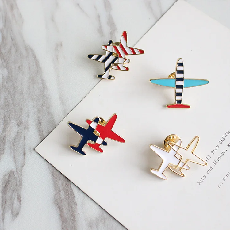 

i-Remiel Fashion Small Airplane Enamel Brooch Pin Aircraft Brooches and Pins for Women's Cardigan Suit Shirt Collar Accessories