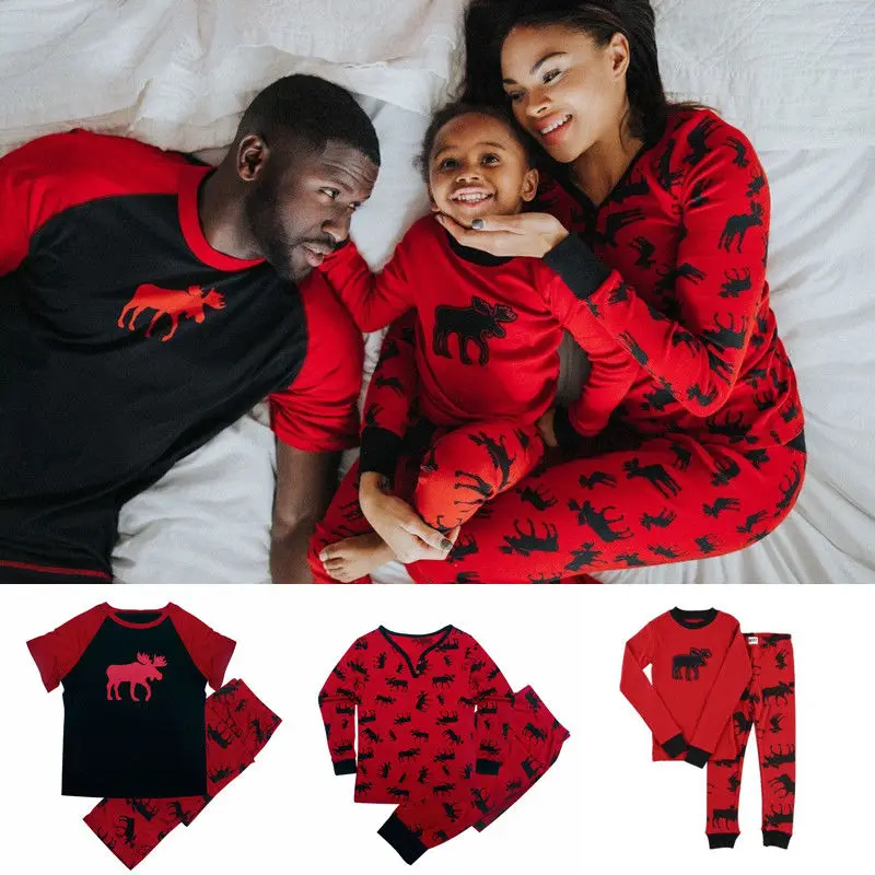 Brand New Family Matching Outfits Christmas Pajamas Set Xmas Family Matching Pajamas Adult Women Kids Sleepwear Nightwear