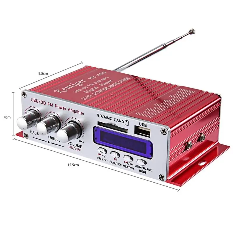 Горячая AMS-Kentiger Hy-400 Hi-Fi автомобильный стерео усилитель радио Mp3 динамик с Fm ЖК-дисплеем мощный плеер для авто мотоцикла рэмо