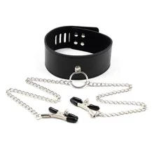 nipple clamps leather collar lock fetish bdsm games sexy erotic toys bondage restraints Adult sex toys for women Sex Products adult games bdsm bondage restraints sex toys for women high elastic zipper open crotch straitjacket sex products