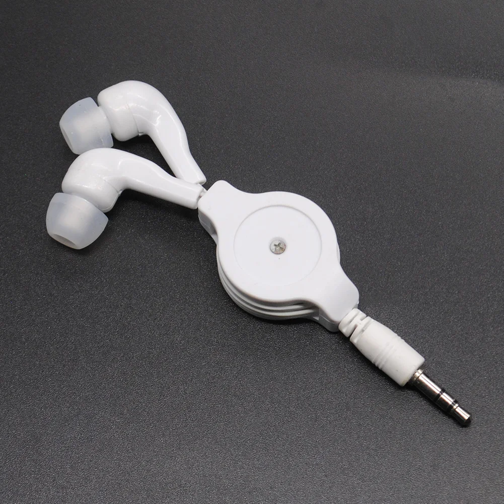 

Portable In-Ear Earphone Stretchable Cable Headset Earphone Straight Insert Extendable Wire Headphone Black/White