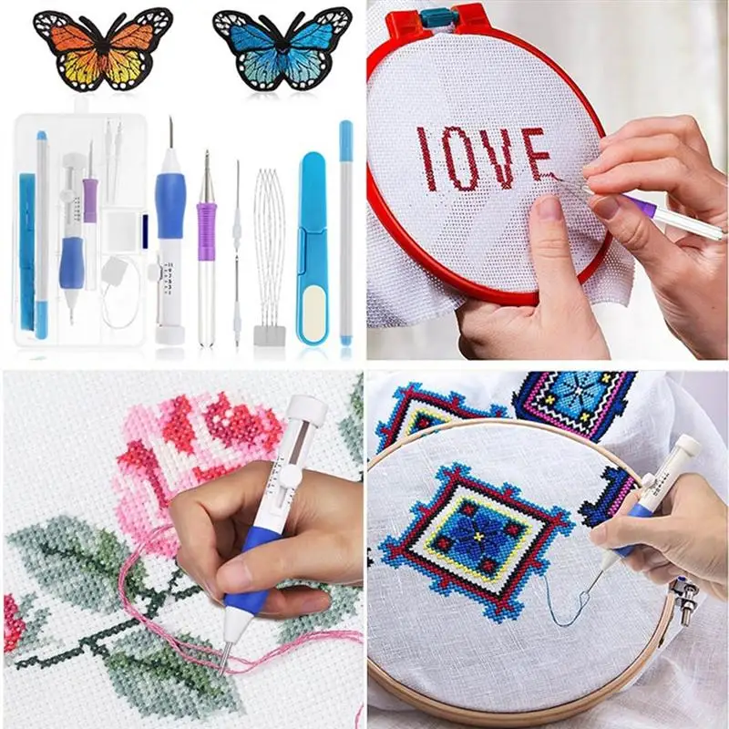 

A Set Of DIY Embroidery Cross-Stitch Tool Utility Multifunctional All-Sided Bookbinding Tools Kit For Stitchwork Stitch Craft