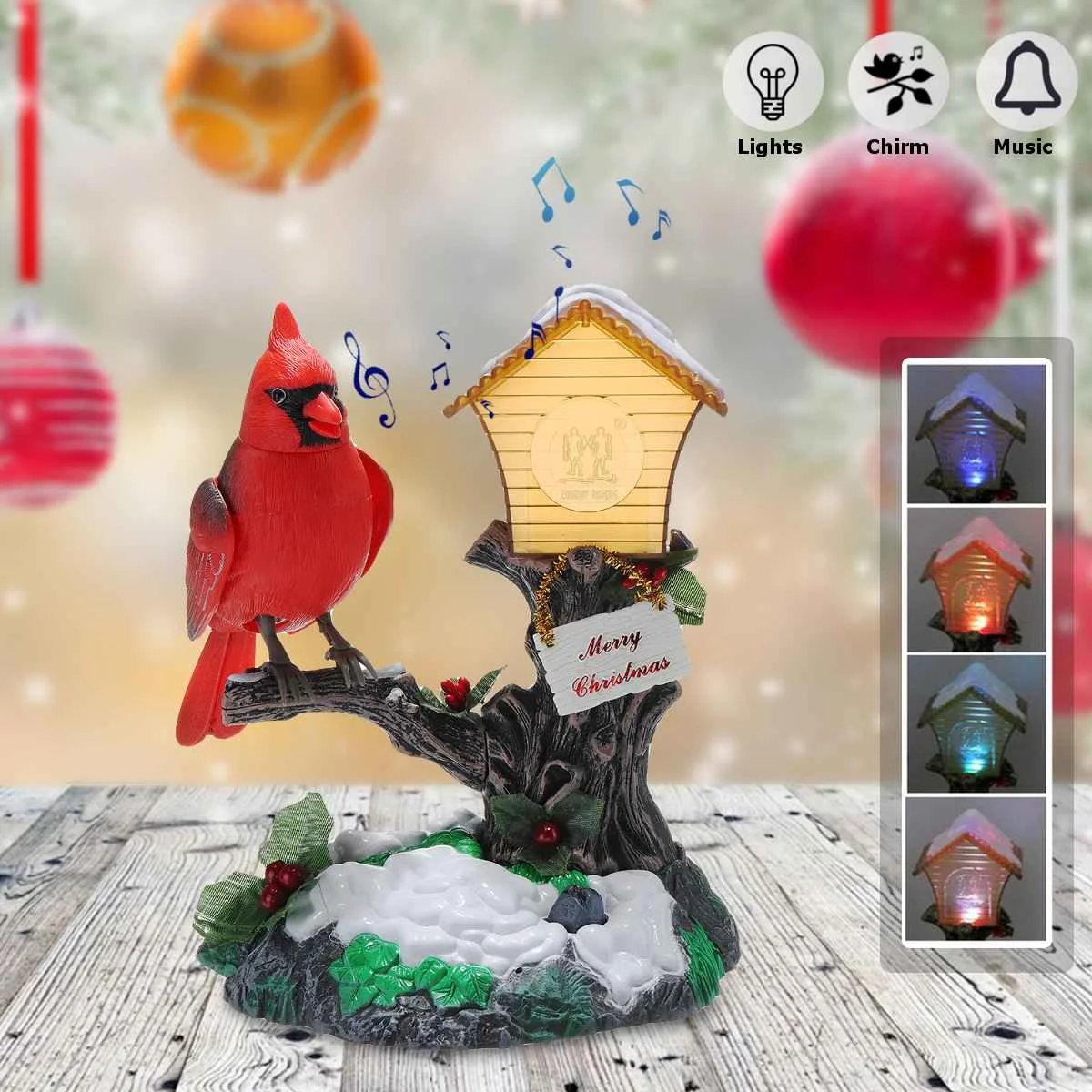 

Christams Electronic Red Cardinal Bird Musical Dancing Toy Sound Activated Xmas Decor Gift Plastic 7" Tall 6" width 15x12x12cm