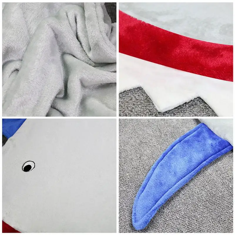 Одеяло с изображением акулы; спальный мешок с рыбьим хвостом; осеннее утепленное Флисовое одеяло для сна с рисунком; зимние теплые товары; праздничный подарок для детей