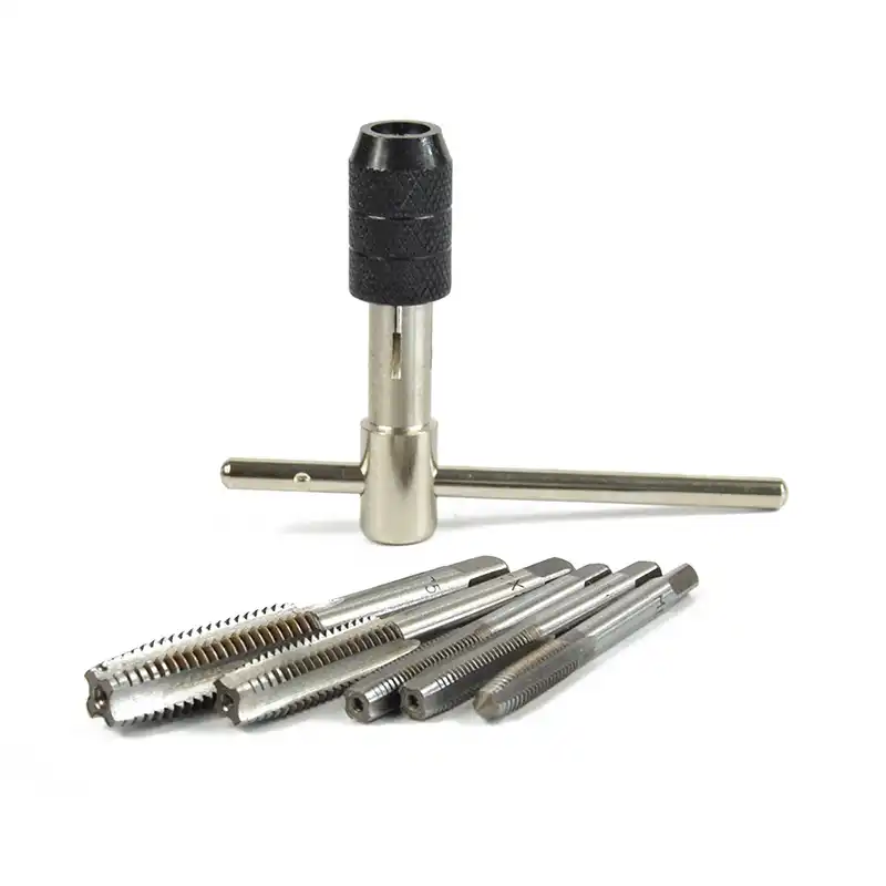 6pcs Tap Drill Thread Metric Plug Tool Tap and Die Set T Handle Screw Tap Wrench