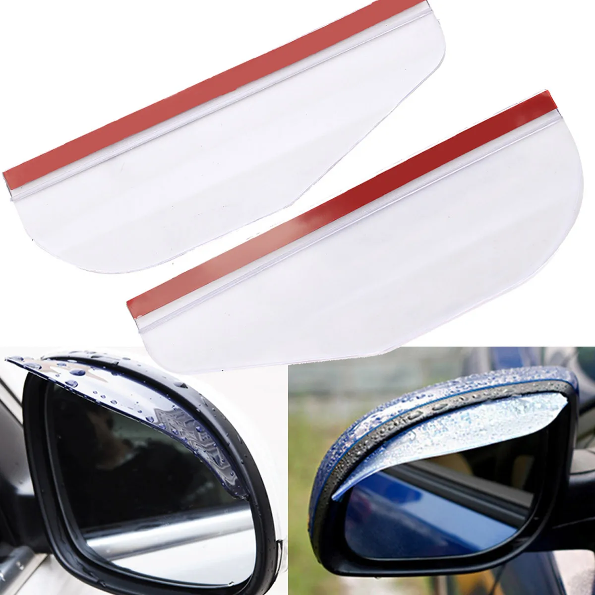 2Pcs Flexible PVC Car Rearview Mirror Rain Shield Guard Rainproof