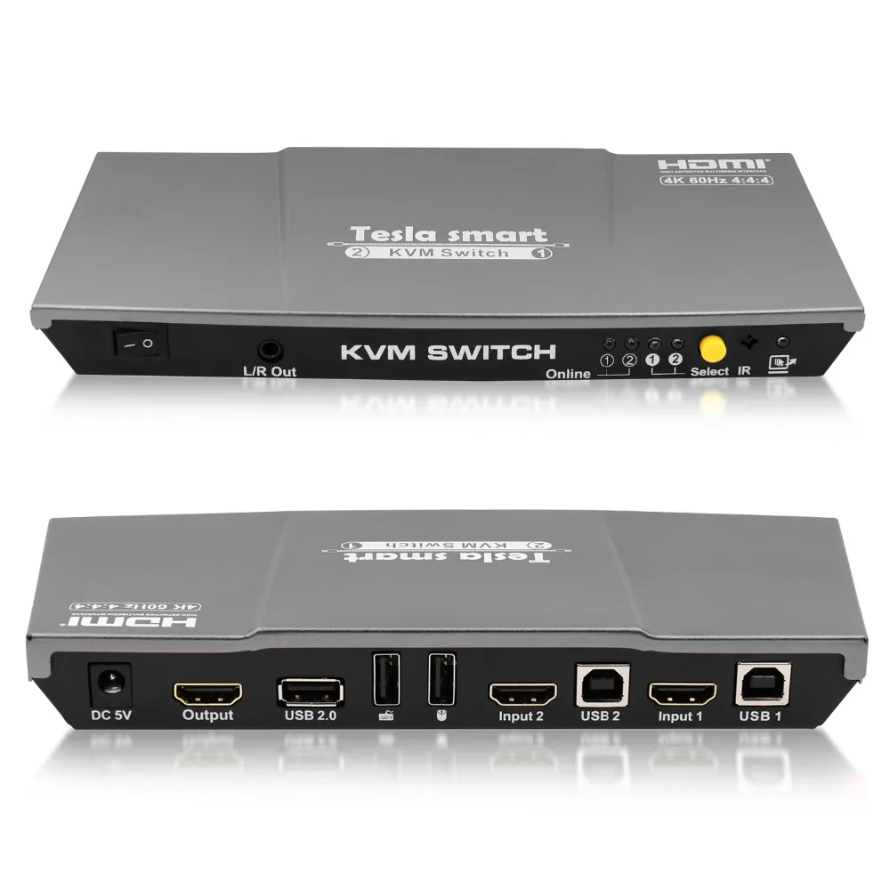 Tesla smart 2 Ports Input and 1 Ports Output HDMI KVM Switch Support