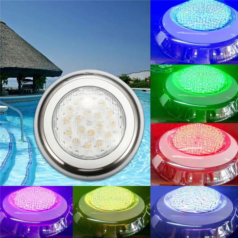 

18W 12V Multicolor Stainless Steel Swimming Pool Lights IP68 Waterproof Underwater LED Lamp Pool Party Wedding RGB Night Light
