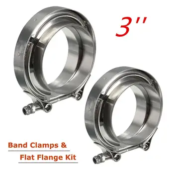 

2Pcs 3 inch Universal Car Exhaust Turbo Down Pipe Flanges V-Band V Bands Clamp Hoop Stainless Steel Clamps Flanges